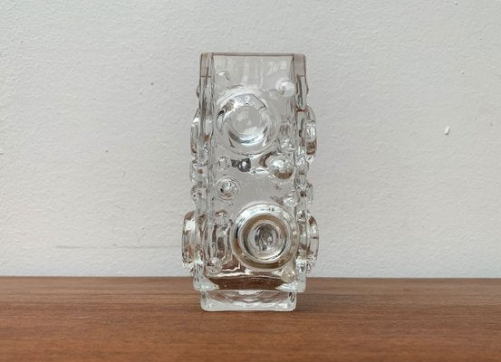 Mid-Century Swedish Brutalist Bubble Glass Block Vase by Josef Schott for Smalandshyttan, 1960s-UAH-1313814