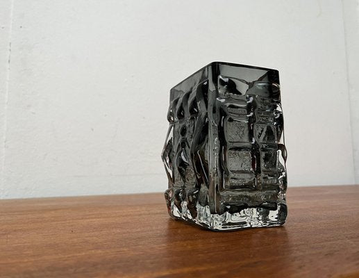 Mid-Century Swedish Brutalist Bubble Glass Block Vase by Josef Schott for Smålandshyttan, 1960s-UAH-1721007