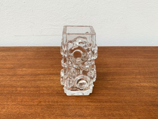 Mid-Century Swedish Brutalist Bubble Glass Block Vase by Josef Schott for Smalandshyttan, 1960s-UAH-1313814