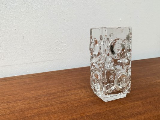 Mid-Century Swedish Brutalist Bubble Glass Block Vase by Josef Schott for Smalandshyttan, 1960s-UAH-1313814