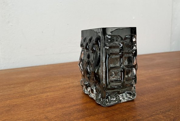 Mid-Century Swedish Brutalist Bubble Glass Block Vase by Josef Schott for Smålandshyttan, 1960s-UAH-1721007