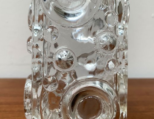 Mid-Century Swedish Brutalist Bubble Glass Block Vase by Josef Schott for Smalandshyttan, 1960s-UAH-1313814