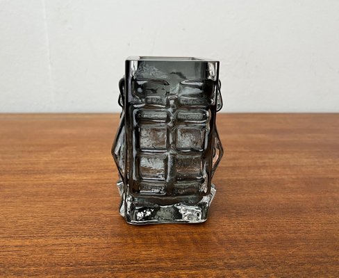 Mid-Century Swedish Brutalist Bubble Glass Block Vase by Josef Schott for Smålandshyttan, 1960s-UAH-1721007