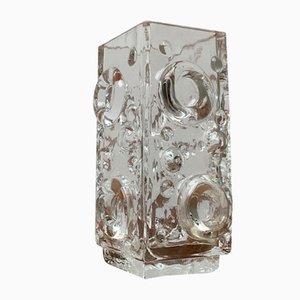 Mid-Century Swedish Brutalist Bubble Glass Block Vase by Josef Schott for Smalandshyttan, 1960s-UAH-1313814