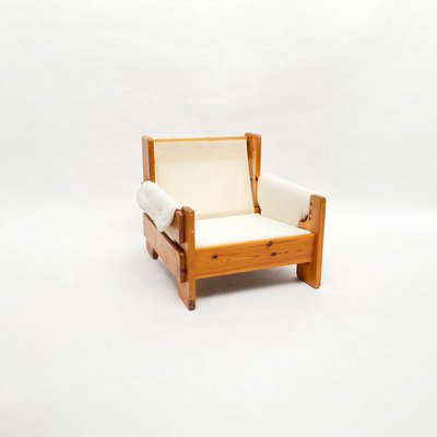 Mid-Century Swedish Brutalist Lounge Chair in Solid Pine, 1970s-QQA-1298314