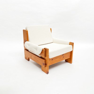 Mid-Century Swedish Brutalist Lounge Chair in Solid Pine, 1970s-QQA-1298314