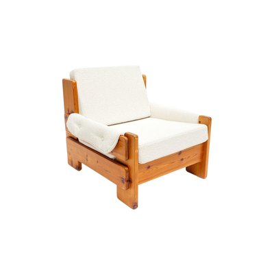 Mid-Century Swedish Brutalist Lounge Chair in Solid Pine, 1970s-QQA-1298314