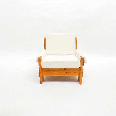 Mid-Century Swedish Brutalist Lounge Chair in Solid Pine, 1970s-QQA-1298314