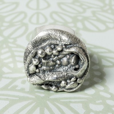 Mid-Century Swedish Brutalist Silver Ring, 1976-NL-1738198