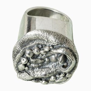 Mid-Century Swedish Brutalist Silver Ring, 1976-NL-1738198