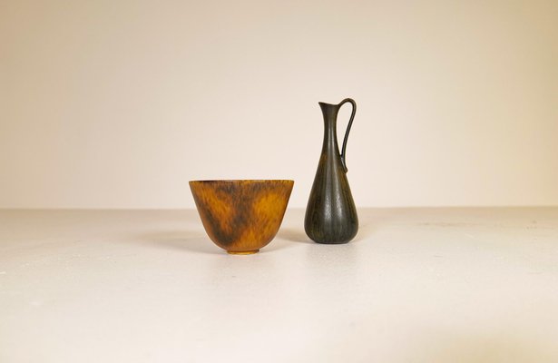 Mid-Century Swedish Ceramic Bowl and Vase Set by Gunnar Nylund for Rörstrand, 1950s, Set of 2-UYK-1092751