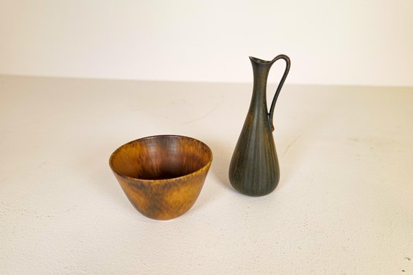 Mid-Century Swedish Ceramic Bowl and Vase Set by Gunnar Nylund for Rörstrand, 1950s, Set of 2-UYK-1092751