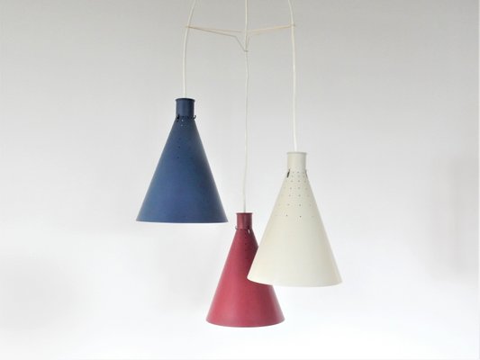 Mid-Century Swedish Conical Pendant Lamps by Alf Svensson for Bergboms, 1950s, Set of 3-NV-595415