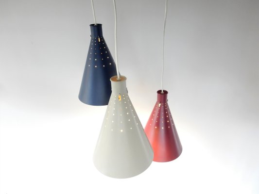 Mid-Century Swedish Conical Pendant Lamps by Alf Svensson for Bergboms, 1950s, Set of 3-NV-595415