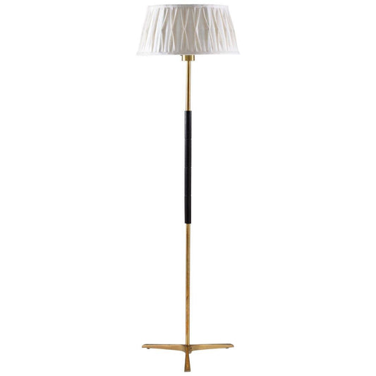 Mid-Century Swedish Floor Lamp in Brass & Wood from Aneta, 1950s