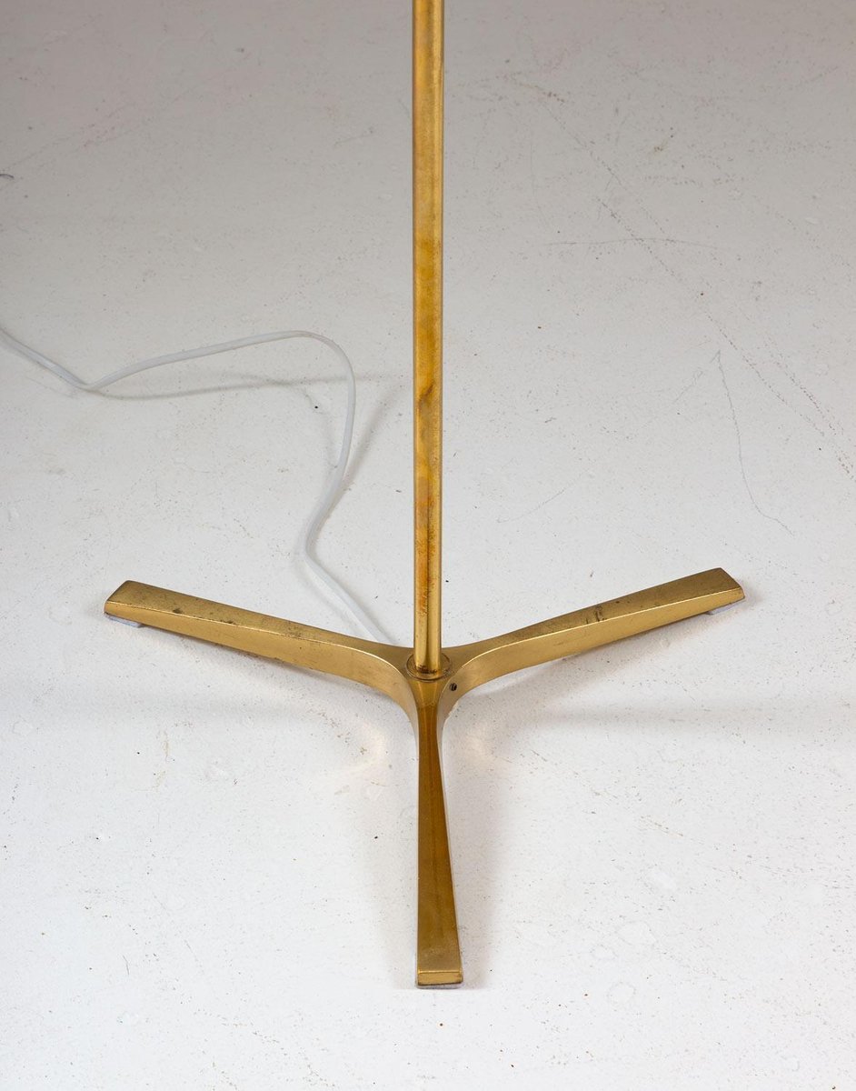 Mid-Century Swedish Floor Lamp in Brass & Wood from Aneta, 1950s