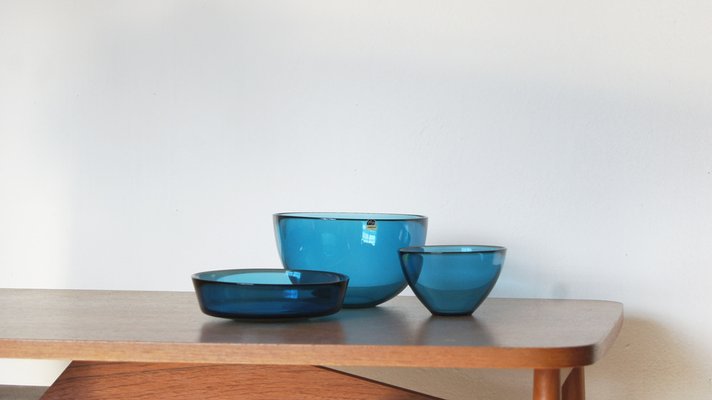 Mid-Century Swedish Fuga Series Bowl Set by Sven Palmqvist for Orrefors, 1950s, Set of 3-UMB-1192205