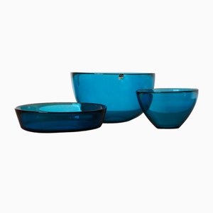 Mid-Century Swedish Fuga Series Bowl Set by Sven Palmqvist for Orrefors, 1950s, Set of 3-UMB-1192205