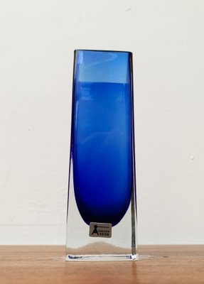 Mid-Century Swedish Glass Block Vase from Aseda Sweden, 1960s-UAH-1362282