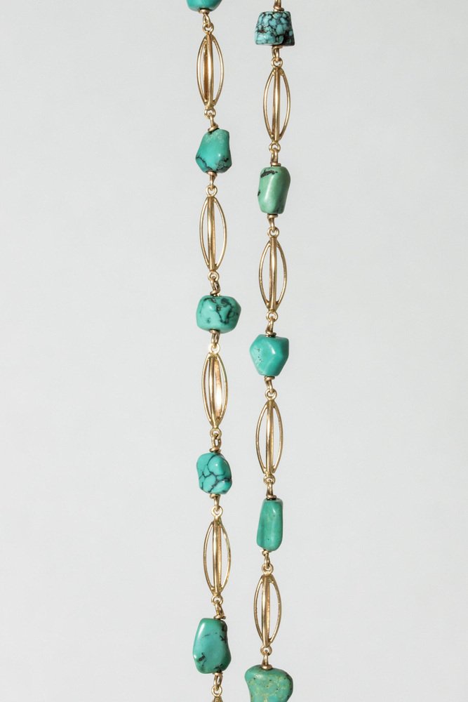 Mid-Century Swedish Gold and Turquoise Collier, 1965