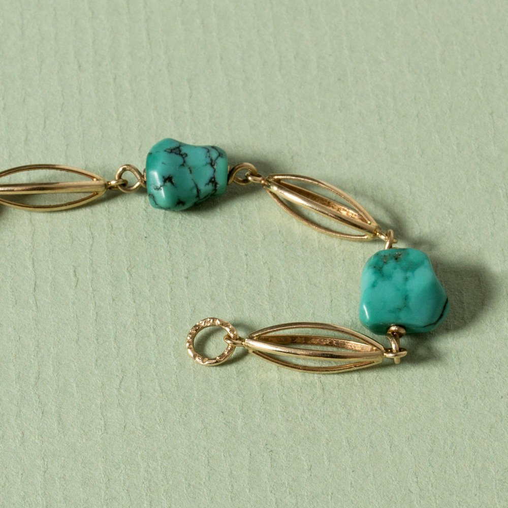 Mid-Century Swedish Gold and Turquoise Collier, 1965