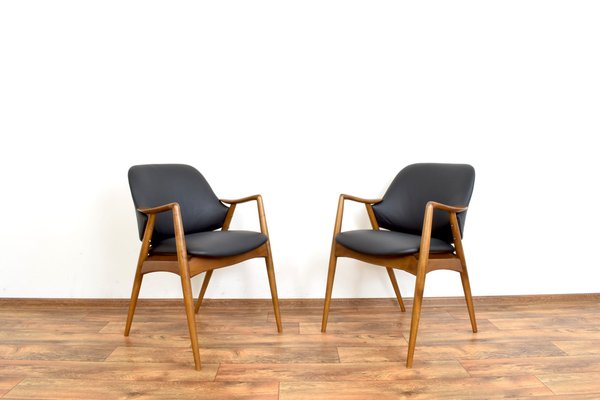 Mid-Century Swedish Leather Armchairs by Alf Svensson for Dux, 1960s, Set of 2-LOT-1705235