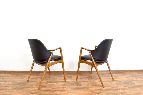 Mid-Century Swedish Leather Armchairs by Alf Svensson for Dux, 1960s, Set of 2-LOT-1705235