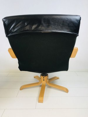 Mid-Century Swedish Leather Swivel Chairs, 1970s, Set of 2-WQJ-777981