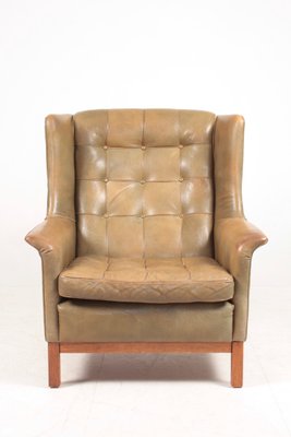 Mid-Century Swedish Lounge Chair in Patinated Leather by Arne Norell for Norell Möbel AB-FK-1017629