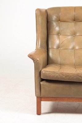 Mid-Century Swedish Lounge Chair in Patinated Leather by Arne Norell for Norell Möbel AB-FK-1017629