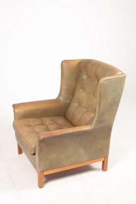 Mid-Century Swedish Lounge Chair in Patinated Leather by Arne Norell for Norell Möbel AB-FK-1017629