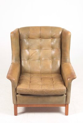 Mid-Century Swedish Lounge Chair in Patinated Leather by Arne Norell for Norell Möbel AB-FK-1017629