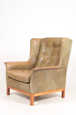 Mid-Century Swedish Lounge Chair in Patinated Leather by Arne Norell for Norell Möbel AB-FK-1017629