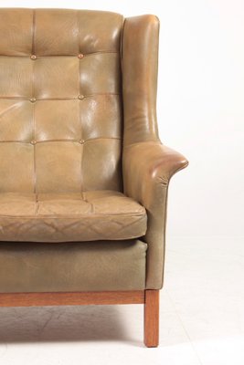 Mid-Century Swedish Lounge Chair in Patinated Leather by Arne Norell for Norell Möbel AB-FK-1017629