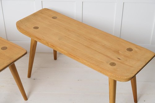 Mid-Century Swedish Modern Pine Visingsö Benches attributed to Carl Malmsten for Svensk Fur, Set of 2