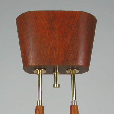 Mid-Century Swedish Modern Teak and Satin Glass Chandelier, 1960s-OE-897804