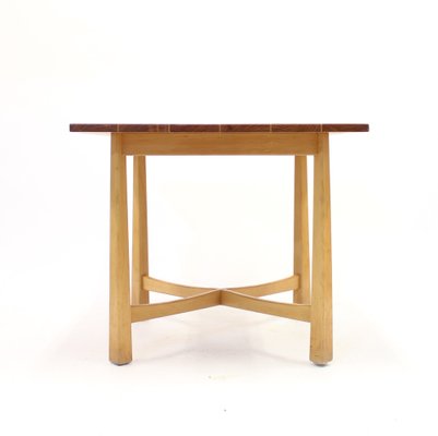 Mid-Century Swedish Modern Teak & Birch Side Table-KQ-1286561