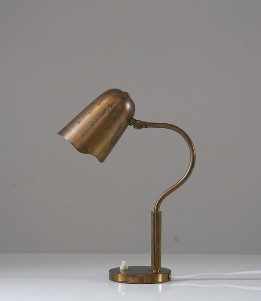 Mid-Century Swedish Perforated Brass Table Lamp, 1940s