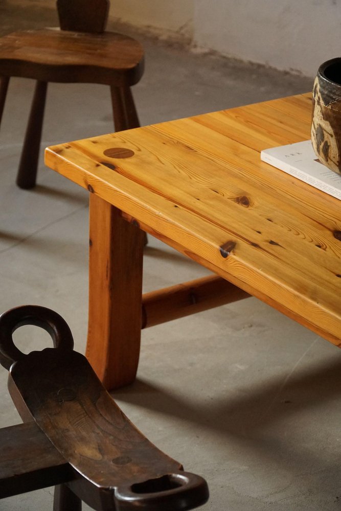 Mid-Century Swedish Rectangular Coffee Table in Pine by Östen Kristiansson, 1960s