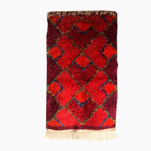 Mid-Century Swedish Red Wool High Pile Rya Rug-UAO-995066