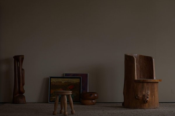 Mid-Century Swedish Sculptural Brutalist Stump Chair in Solid Pine by Axel Einar Hjorth, 1950s-MXF-1367756