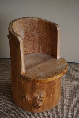 Mid-Century Swedish Sculptural Brutalist Stump Chair in Solid Pine by Axel Einar Hjorth, 1950s-MXF-1367756