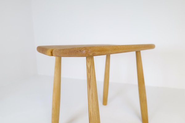 Mid-Century Swedish Sculptural Stool in Solid Oak by Carl Gustaf Boulogner, 1950s-UYK-1260195