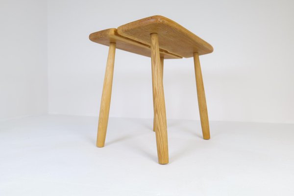 Mid-Century Swedish Sculptural Stool in Solid Oak by Carl Gustaf Boulogner, 1950s-UYK-1260195