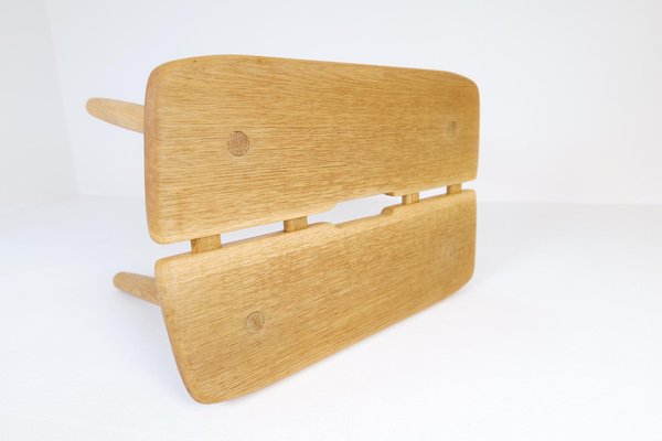 Mid-Century Swedish Sculptural Stool in Solid Oak by Carl Gustaf Boulogner, 1950s-UYK-1260195