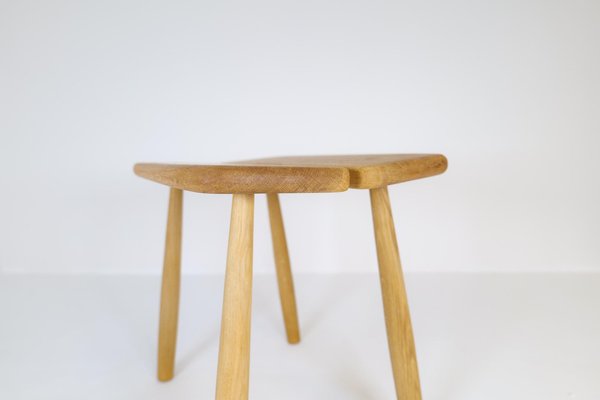 Mid-Century Swedish Sculptural Stool in Solid Oak by Carl Gustaf Boulogner, 1950s-UYK-1260195