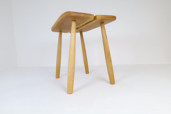 Mid-Century Swedish Sculptural Stool in Solid Oak by Carl Gustaf Boulogner, 1950s-UYK-1260195