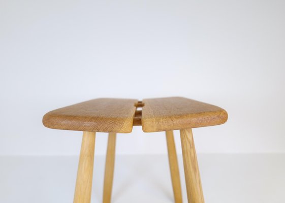 Mid-Century Swedish Sculptural Stool in Solid Oak by Carl Gustaf Boulogner, 1950s-UYK-1260195