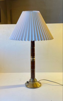 Mid-Century Swedish Table Lamp in Brass and Mahogany, 1960s-LCR-1259775