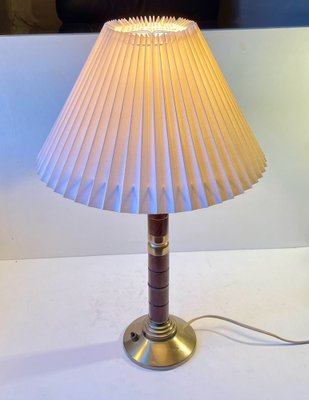 Mid-Century Swedish Table Lamp in Brass and Mahogany, 1960s-LCR-1259775